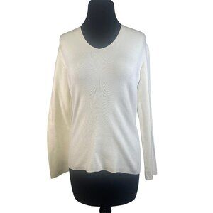 Two Star Dog Womens Size S Lightweight White V Neck Long Sleeve Sweater